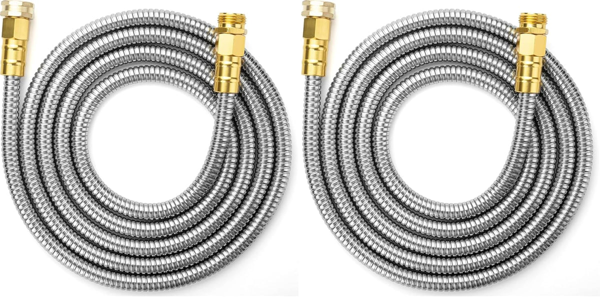 Metal Garden Hose, 3 Feet Stainless Steel, No Kink, Lightweight