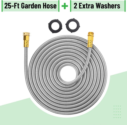 Metal Garden Hose, 3 Feet Stainless Steel, No Kink, Lightweight