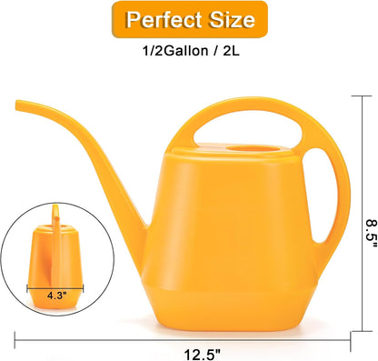 Watering Can, 1/2 Gallon Plastic Watering Cans with Comfortable Handle, Small Garden Watering Cans Long Spout for Indoor Outdoor Watering Plants, Yellow