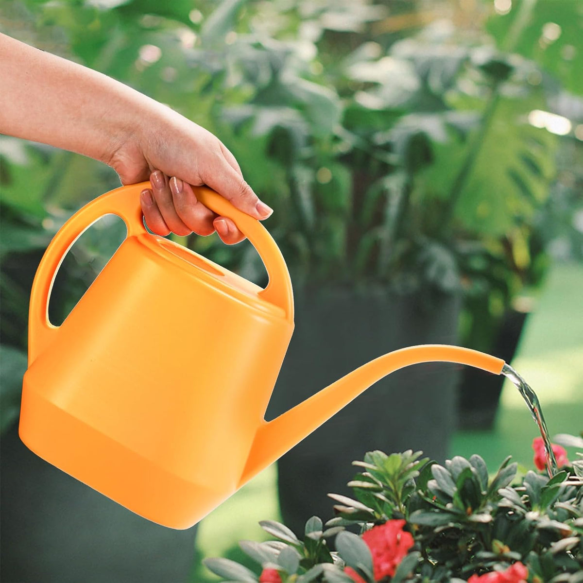 Watering Can, 1/2 Gallon Plastic Watering Cans with Comfortable Handle, Small Garden Watering Cans Long Spout for Indoor Outdoor Watering Plants, Yellow