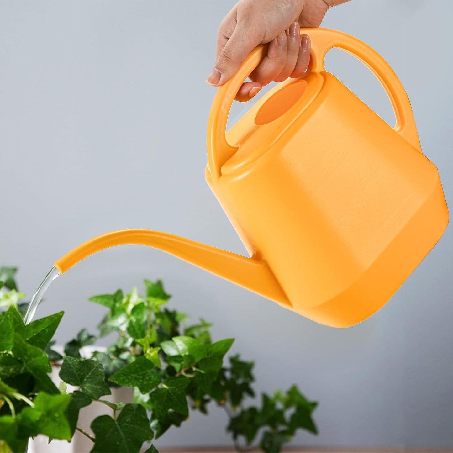 Watering Can, 1/2 Gallon Plastic Watering Cans with Comfortable Handle, Small Garden Watering Cans Long Spout for Indoor Outdoor Watering Plants, Yellow