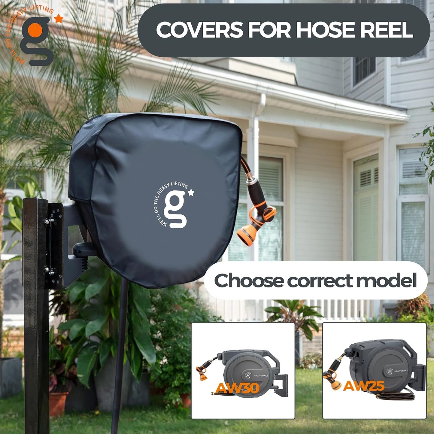 Hose Reel Cover for Model AW40 UV Resistant, Waterproof and Retractable Garden Hose Reel 1/2 Inch x 130 ft, Super Heavy Duty, Any Length Lock