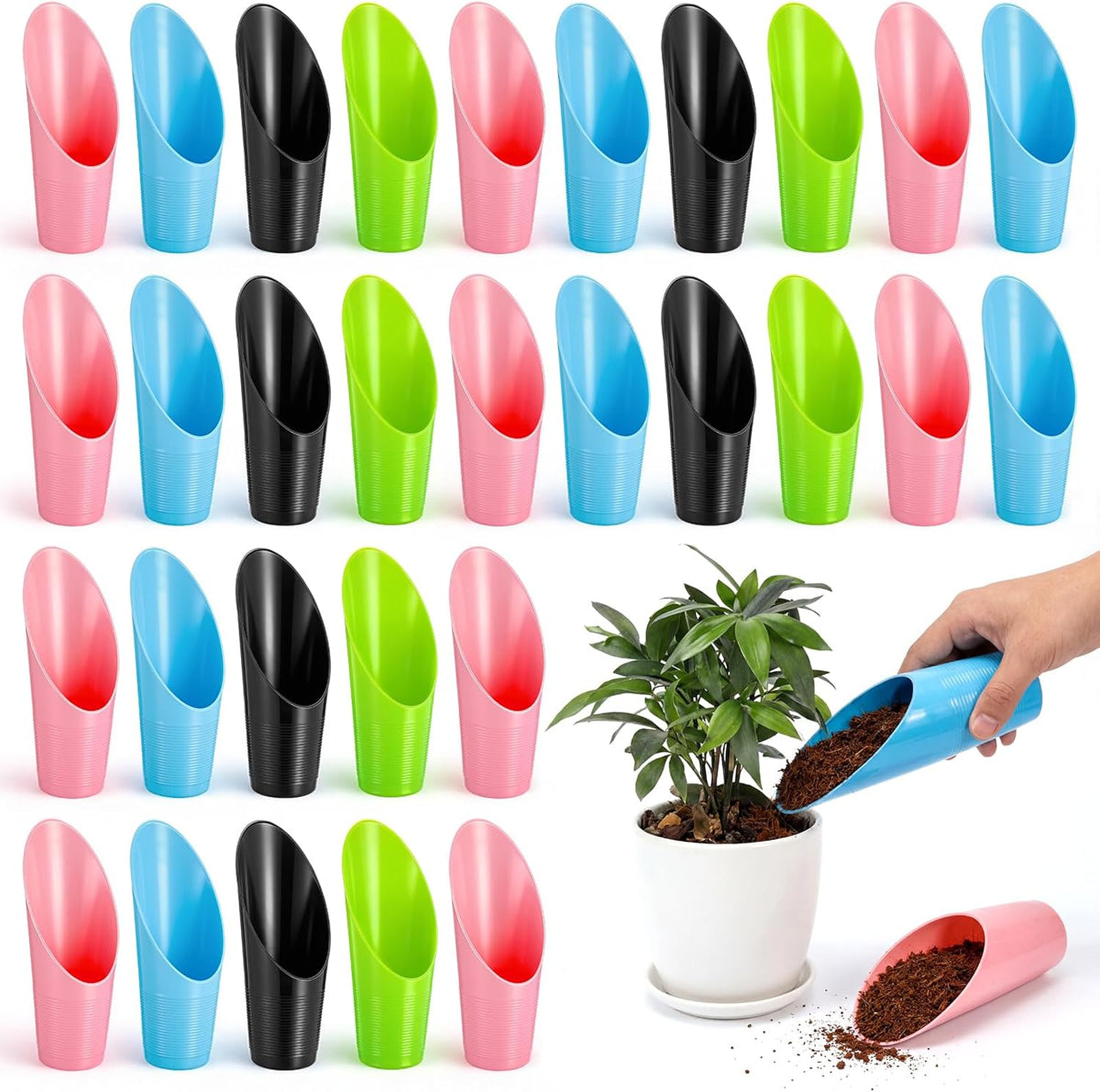 48 Pcs Bonsai Soil Scoops Small Plastic Garden Soil Scoop Set Colorful Small Potting Shovel for Garden Tools