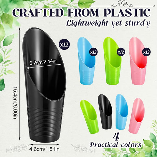 48 Pcs Bonsai Soil Scoops Small Plastic Garden Soil Scoop Set Colorful Small Potting Shovel for Garden Tools