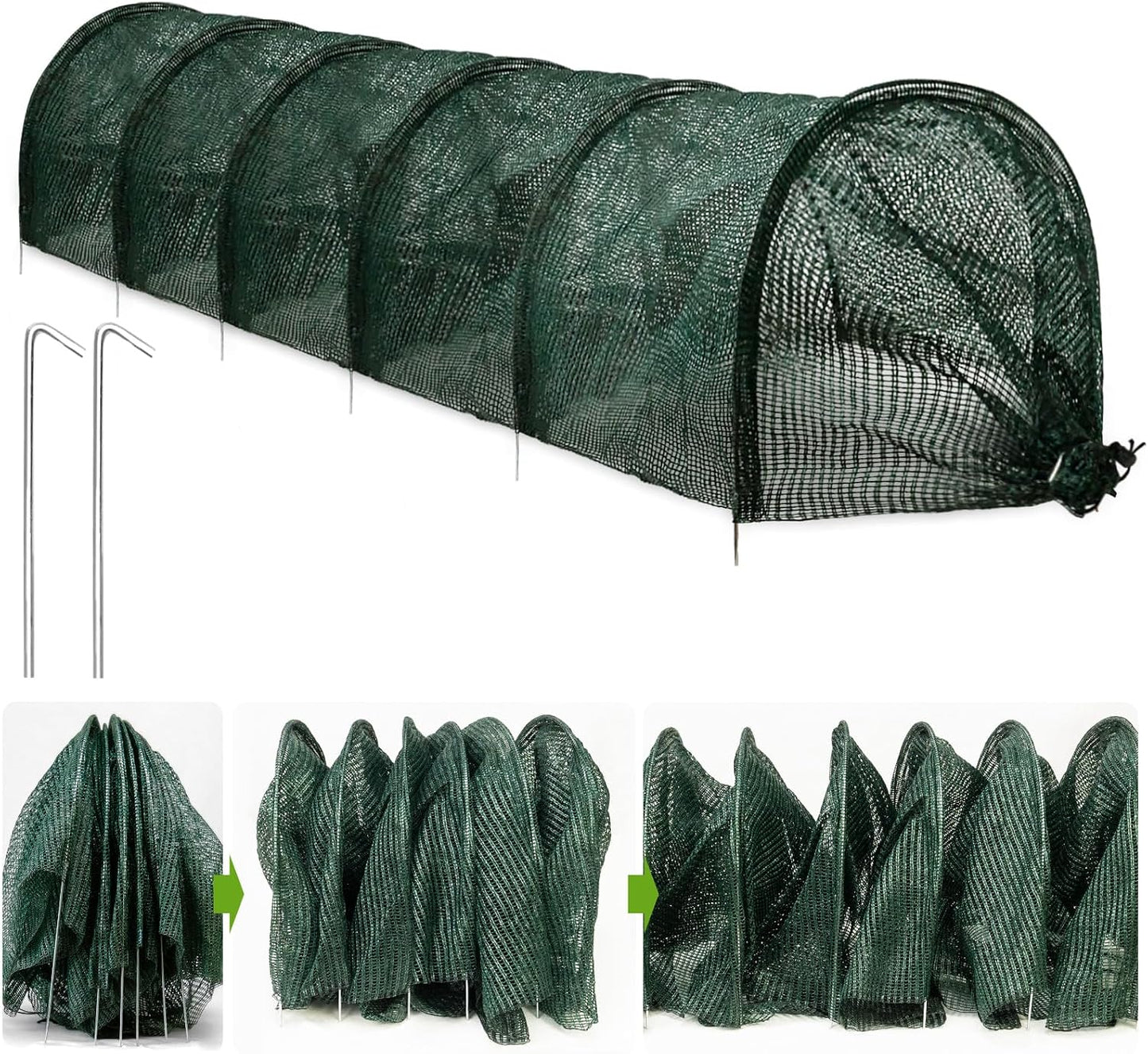 2 in 1 Portable Greenhouse Protection from Sun Heat,Garden Tunnel Shade Net Cover with Quick-Release Technology,Row Covers for Vegetables Plant Cover from Sun (Pack 2)