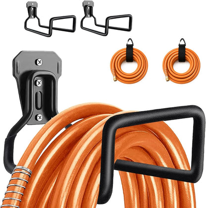 Hose Hanger Wall Mount, Garden Hose Holder Heavy Duty Metal Hook for Water Hose Storage, Rust-Resistant Outdoor Organizer for Garden, Garage, Yard & Fence, Includes Storage Strap, 3 Pack