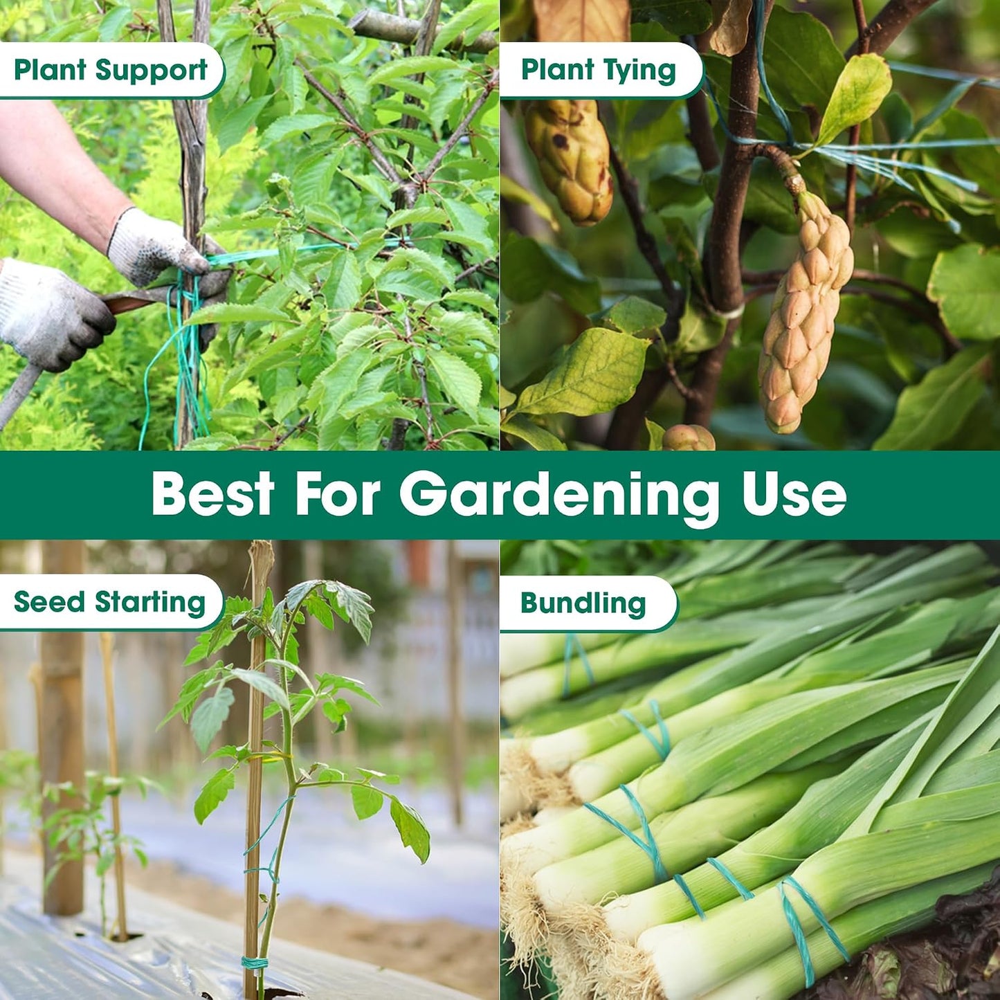 Polypropylene Tomato Twine 164 ft, Garden Plant Ties & Trellis, Green