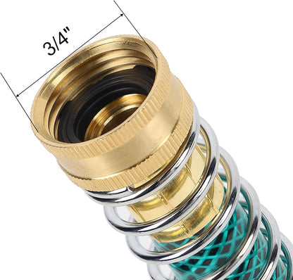 Triumpeek 3/4" Brass 2 Way Hose Splitter, Brass 2 Way Garden Hose Connector with 2 Pcs Garden Hose Coiled Spring Protectors and 6 Rubber Washers