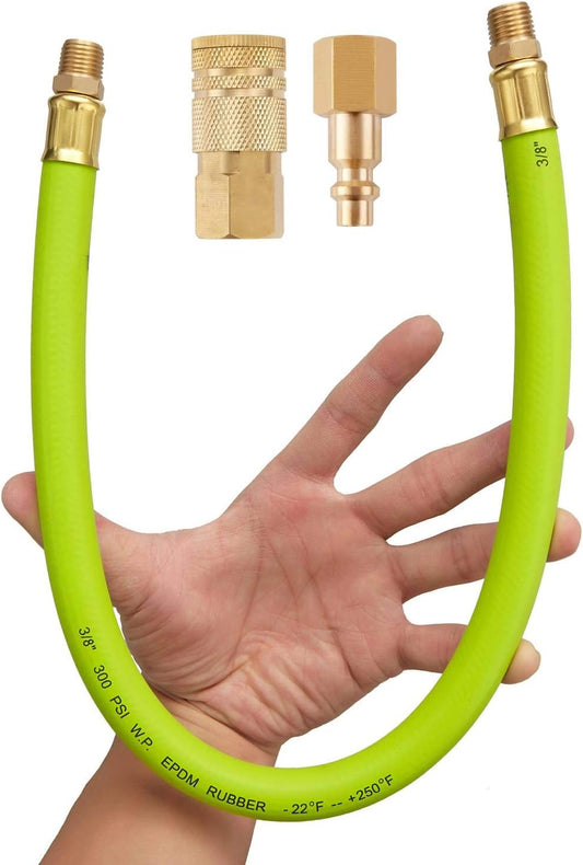1/4" M NPT to 1/4" M NPT short air hose With Quick Coupler