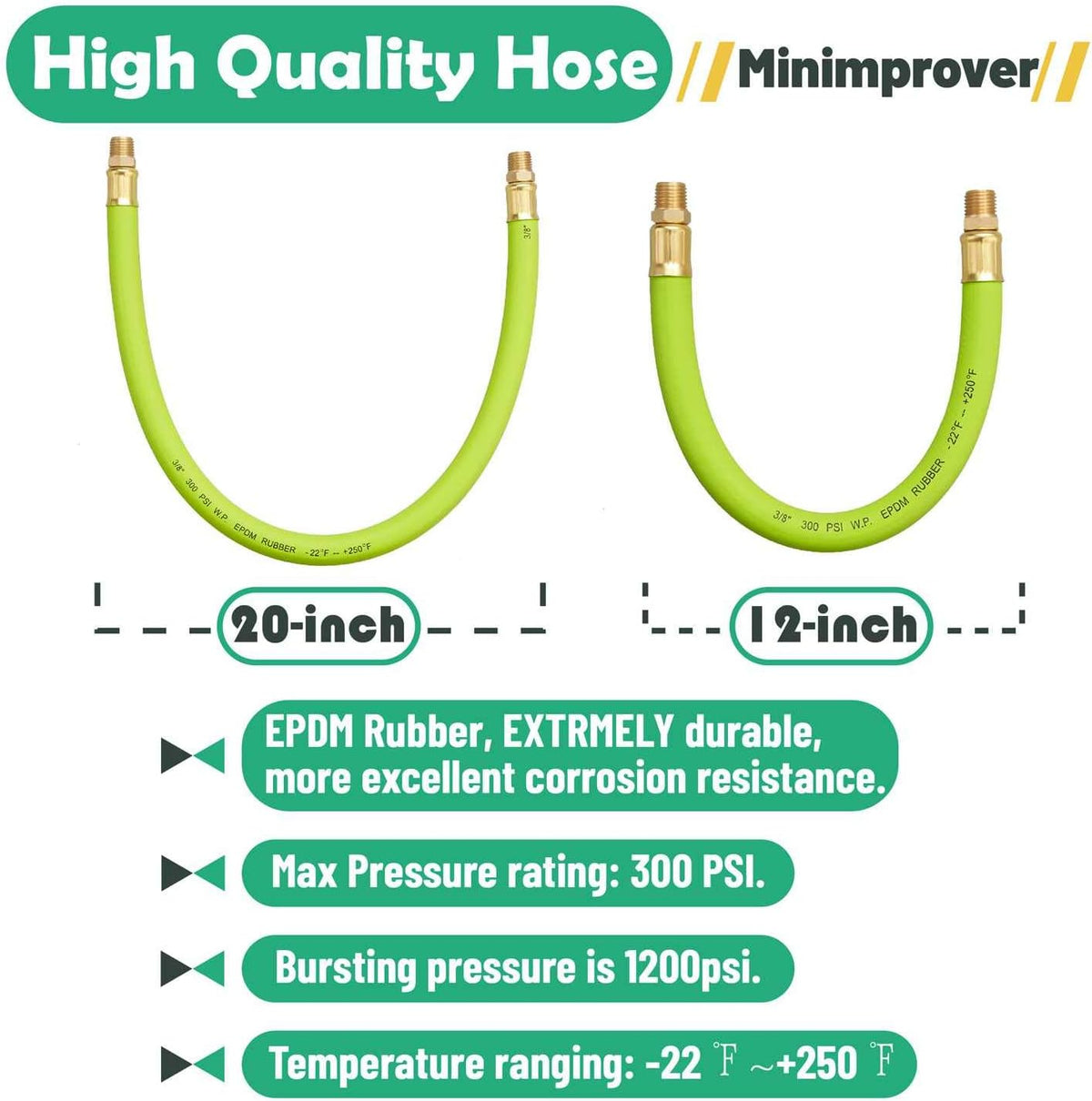 1/4" M NPT to 1/4" M NPT short air hose With Quick Coupler