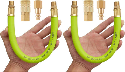 1/4" M NPT to 1/4" M NPT short air hose With Quick Coupler