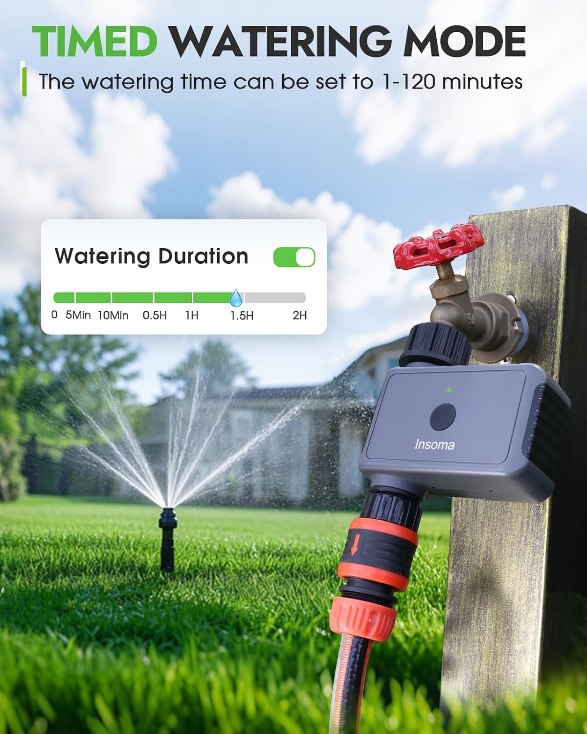 2 Zone Water Timer, Programmable Irrigation Sprinkler Timer for Garden Hose, Outdoor Hose Faucet Timers with Rain Delay/Manual/Auto Modes, IPX5 Waterproof for Drip System & Lawn