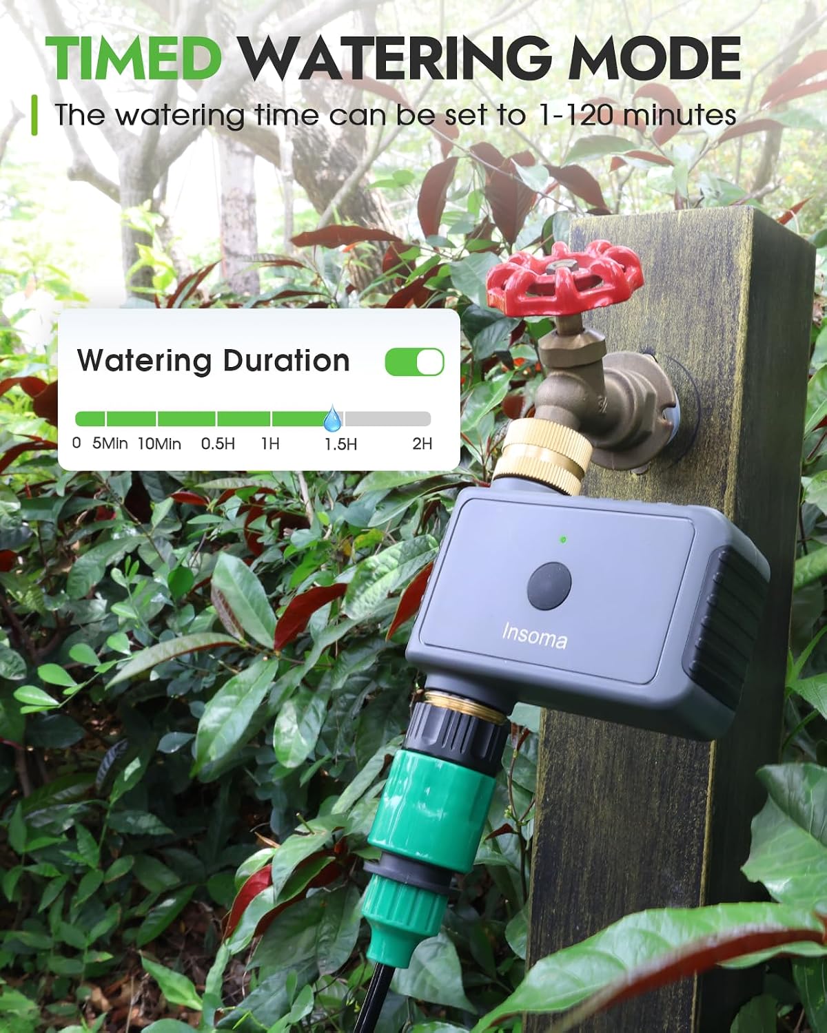 2 Zone Water Timer, Programmable Irrigation Sprinkler Timer for Garden Hose, Outdoor Hose Faucet Timers with Rain Delay/Manual/Auto Modes, IPX5 Waterproof for Drip System & Lawn