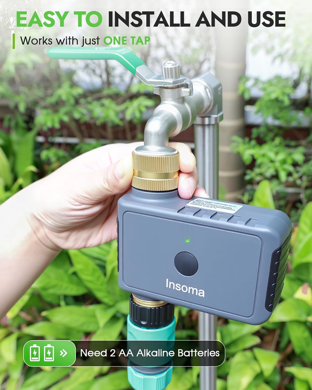 2 Zone Water Timer, Programmable Irrigation Sprinkler Timer for Garden Hose, Outdoor Hose Faucet Timers with Rain Delay/Manual/Auto Modes, IPX5 Waterproof for Drip System & Lawn