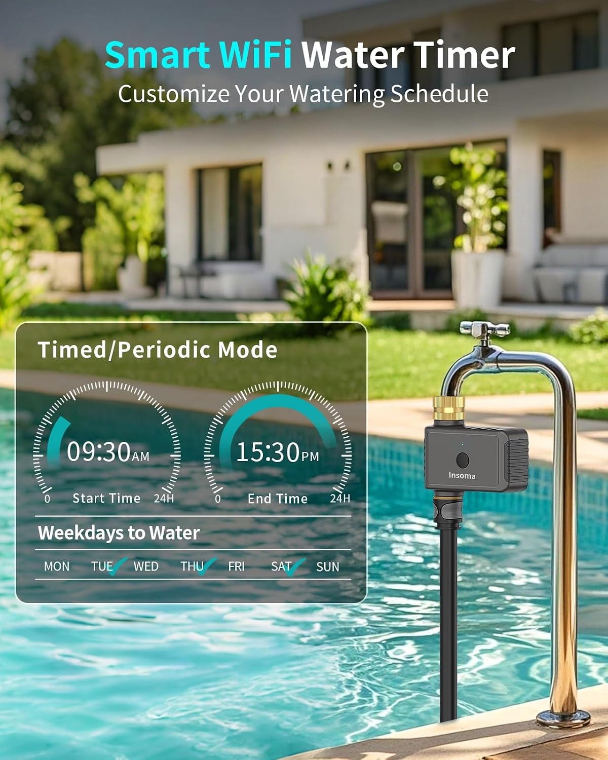 2 Zone Water Timer, Programmable Irrigation Sprinkler Timer for Garden Hose, Outdoor Hose Faucet Timers with Rain Delay/Manual/Auto Modes, IPX5 Waterproof for Drip System & Lawn