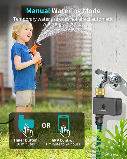 2 Zone Water Timer, Programmable Irrigation Sprinkler Timer for Garden Hose, Outdoor Hose Faucet Timers with Rain Delay/Manual/Auto Modes, IPX5 Waterproof for Drip System & Lawn