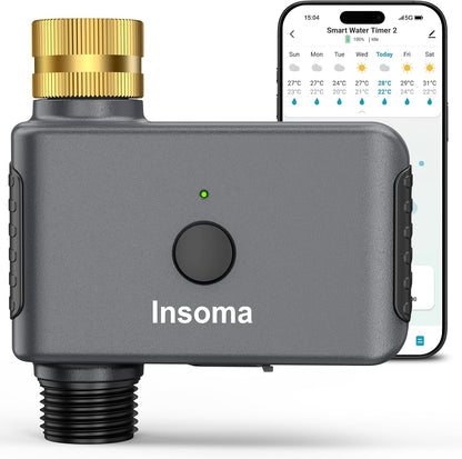 2 Zone Water Timer, Programmable Irrigation Sprinkler Timer for Garden Hose, Outdoor Hose Faucet Timers with Rain Delay/Manual/Auto Modes, IPX5 Waterproof for Drip System & Lawn
