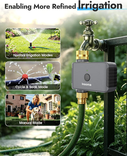 2 Zone Water Timer, Programmable Irrigation Sprinkler Timer for Garden Hose, Outdoor Hose Faucet Timers with Rain Delay/Manual/Auto Modes, IPX5 Waterproof for Drip System & Lawn