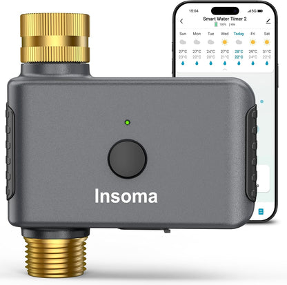 2 Zone Water Timer, Programmable Irrigation Sprinkler Timer for Garden Hose, Outdoor Hose Faucet Timers with Rain Delay/Manual/Auto Modes, IPX5 Waterproof for Drip System & Lawn