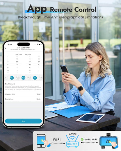 2 Zone Water Timer, Programmable Irrigation Sprinkler Timer for Garden Hose, Outdoor Hose Faucet Timers with Rain Delay/Manual/Auto Modes, IPX5 Waterproof for Drip System & Lawn