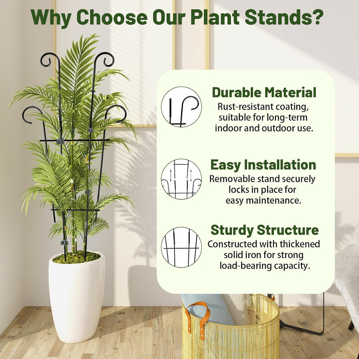 25.6" Metal Plant Trellis, 4 Pack Climbing Plant Support with Clips