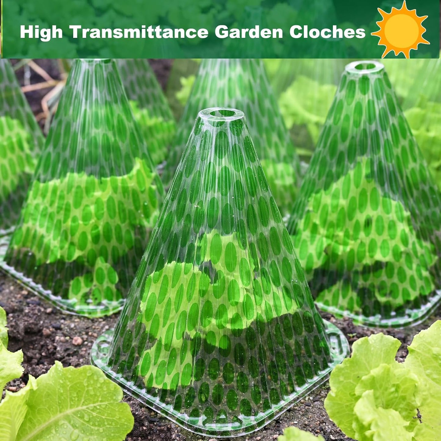 Garden Cloches,20 Pack Reusable Plant Bell Cover,Bell Jar Cloches for Protection Against Sun, Frost, Snails Etc. (Dark Green)