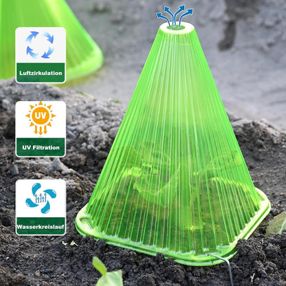 Garden Cloches,20 Pack Reusable Plant Bell Cover,Bell Jar Cloches for Protection Against Sun, Frost, Snails Etc. (Dark Green)