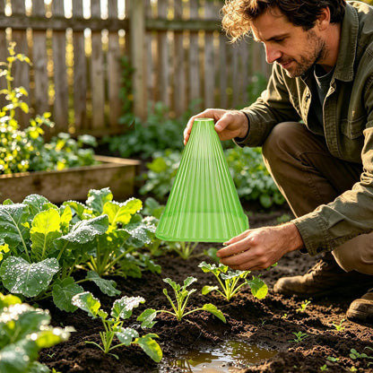 Garden Cloches,20 Pack Reusable Plant Bell Cover,Bell Jar Cloches for Protection Against Sun, Frost, Snails Etc. (Dark Green)