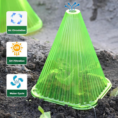 Garden Cloches,20 Pack Reusable Plant Bell Cover,Bell Jar Cloches for Protection Against Sun, Frost, Snails Etc. (Dark Green)