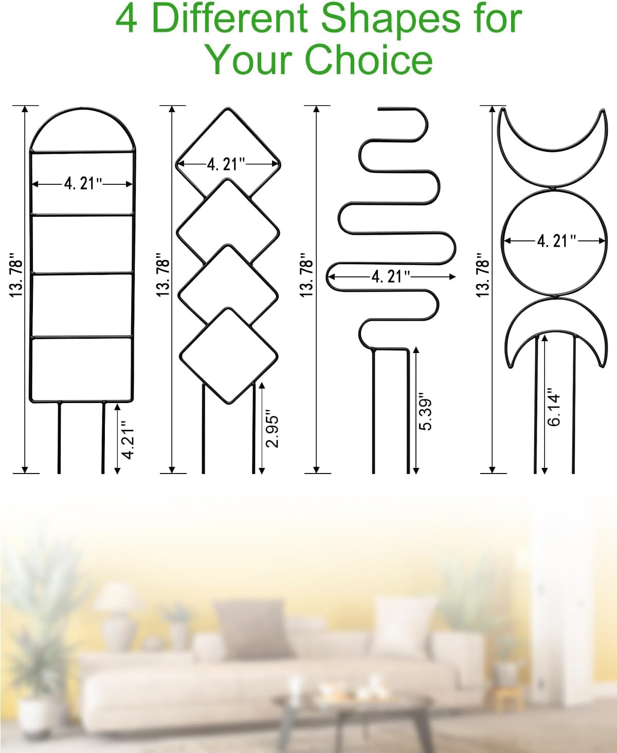 4 Pack Indoor Climbing Plant Trellis, Small Trellis for Potted Plants Outdoor, Metal Garden Trellis Plant Support Trellis with Different Patterns for Vine Ivy Flower (Golden)
