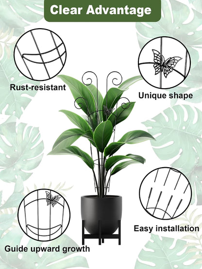 4 Pack Indoor Climbing Plant Trellis, Small Trellis for Potted Plants Outdoor, Metal Garden Trellis Plant Support Trellis with Different Patterns for Vine Ivy Flower (Golden)