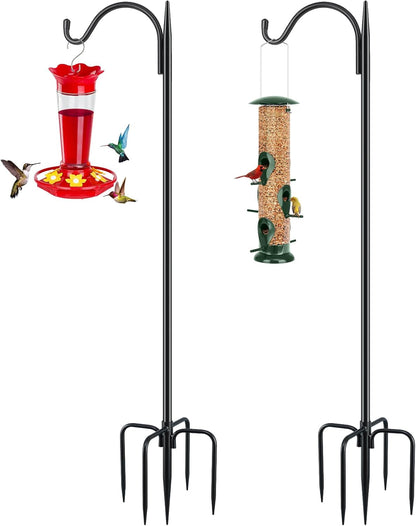 76'' Bird Feeder Pole, Heavy Duty Shepherds Hooks for Outdoor with 7-Prong Base, Adjustable Shepherds Hook for Hummingbird Feeder, Lanterns, Plants, Wedding Decor (1 Pack)