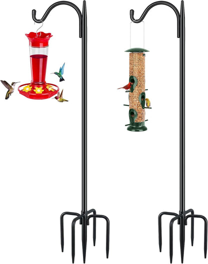 76'' Bird Feeder Pole, Heavy Duty Shepherds Hooks for Outdoor with 7-Prong Base, Adjustable Shepherds Hook for Hummingbird Feeder, Lanterns, Plants, Wedding Decor (1 Pack)