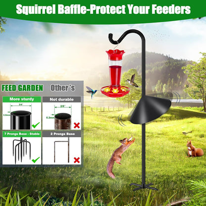 76'' Bird Feeder Pole, Heavy Duty Shepherds Hooks for Outdoor with 7-Prong Base, Adjustable Shepherds Hook for Hummingbird Feeder, Lanterns, Plants, Wedding Decor (1 Pack)