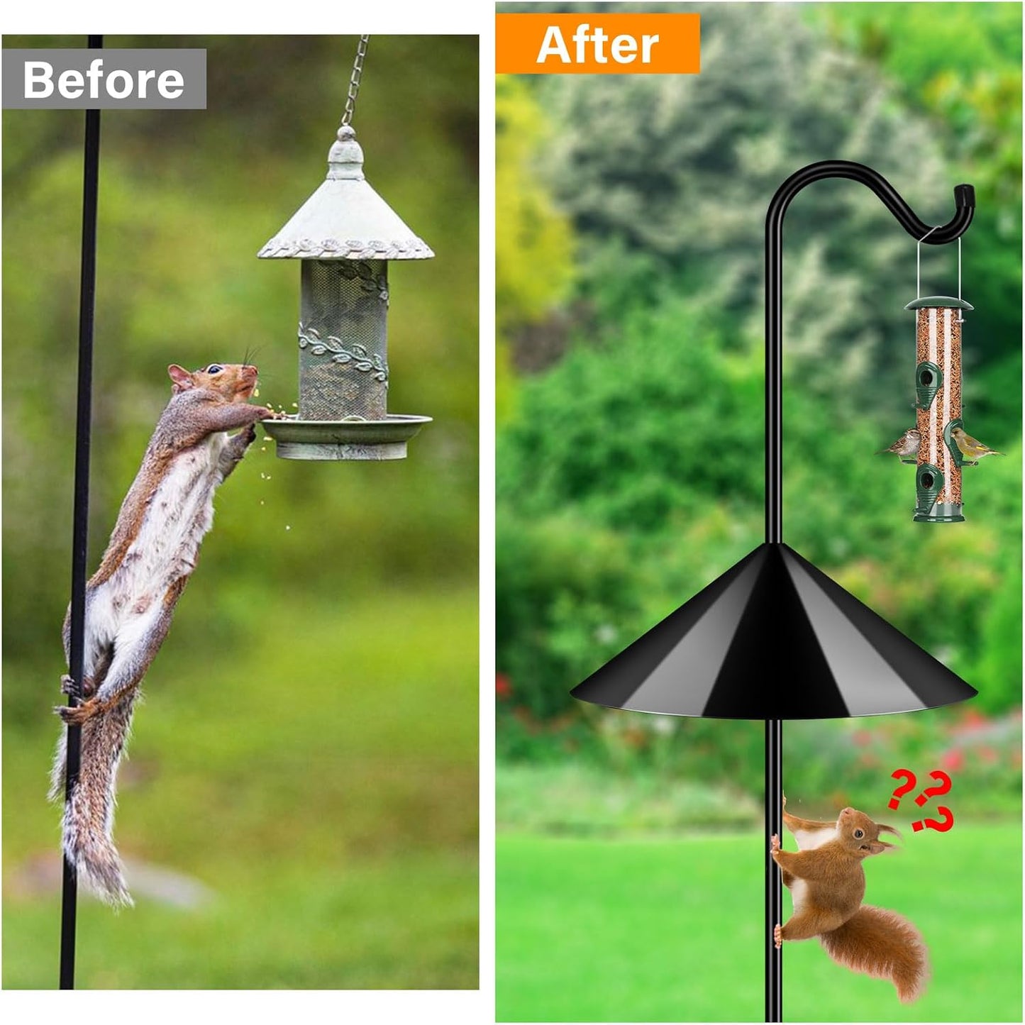 76'' Bird Feeder Pole, Heavy Duty Shepherds Hooks for Outdoor with 7-Prong Base, Adjustable Shepherds Hook for Hummingbird Feeder, Lanterns, Plants, Wedding Decor (1 Pack)