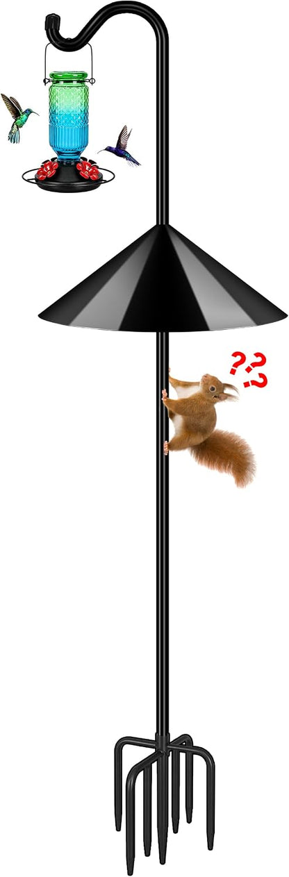 76'' Bird Feeder Pole, Heavy Duty Shepherds Hooks for Outdoor with 7-Prong Base, Adjustable Shepherds Hook for Hummingbird Feeder, Lanterns, Plants, Wedding Decor (1 Pack)
