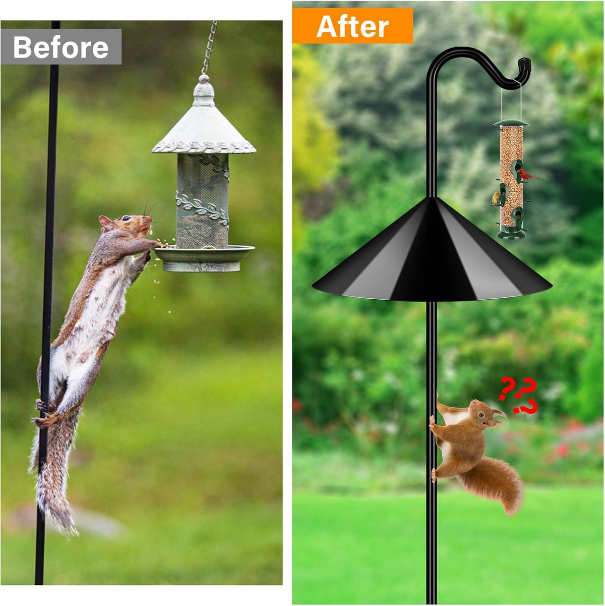 76'' Bird Feeder Pole, Heavy Duty Shepherds Hooks for Outdoor with 7-Prong Base, Adjustable Shepherds Hook for Hummingbird Feeder, Lanterns, Plants, Wedding Decor (1 Pack)