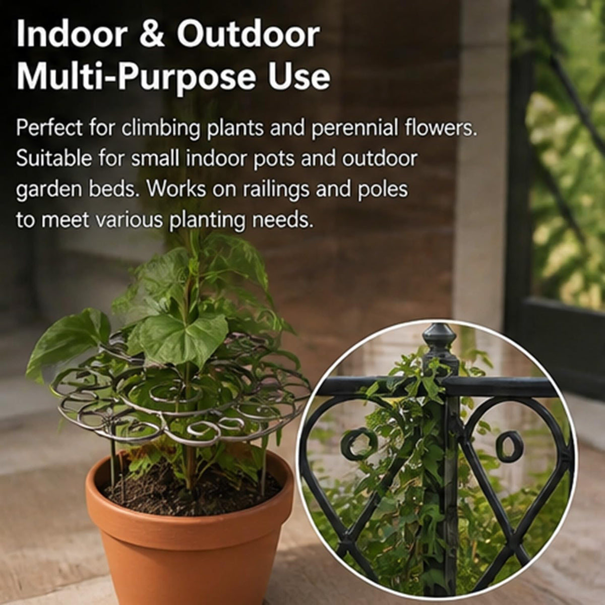 Peony Cages and Supports, Metal Plant Support Ring for Garden, Peonies Cages and Supports, Stackable Houseplant Stake, Dahlia Cage, Outdoor Orchid Clip (L-17.3")