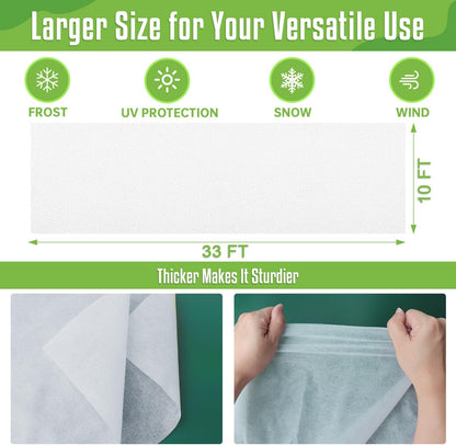 Plant Covers Freeze Protection, 10Ft x 33Ft 0.95 oz/yd² Floating Row Cover for Outdoor Plants, Garden Fabric Cover for Winter, Frost Cloth Freeze Protection Cover