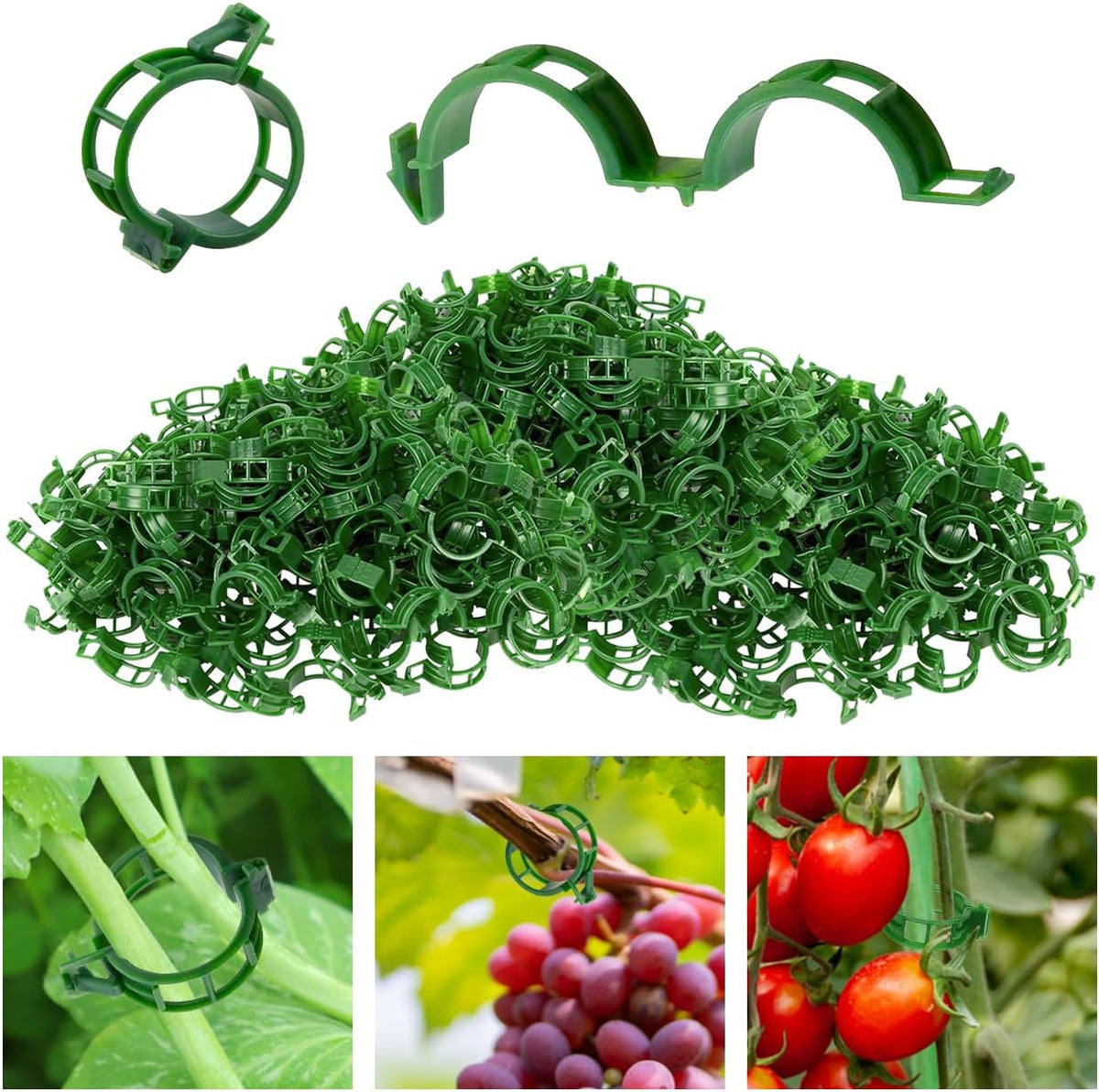 100 Pcs Secured Plastic Plant Clip Reusable Tomato Trellis Clips 2026 Upgrade Plant Fixing Clips for Climbing Plants (Green)