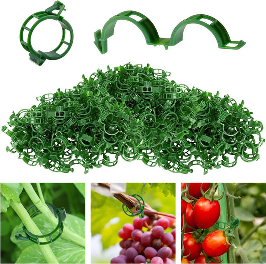 100 Pcs Secured Plastic Plant Clip Reusable Tomato Trellis Clips 2026 Upgrade Plant Fixing Clips for Climbing Plants (Green)