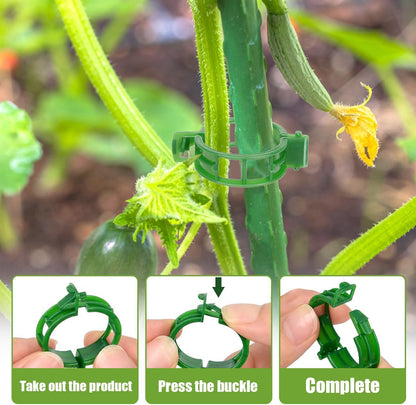 100 Pcs Secured Plastic Plant Clip Reusable Tomato Trellis Clips 2026 Upgrade Plant Fixing Clips for Climbing Plants (Green)