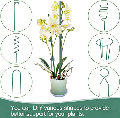 Plant Support Stakes with 50 Plant Clips, 32ft Plant Sticks, 800 Ties Green