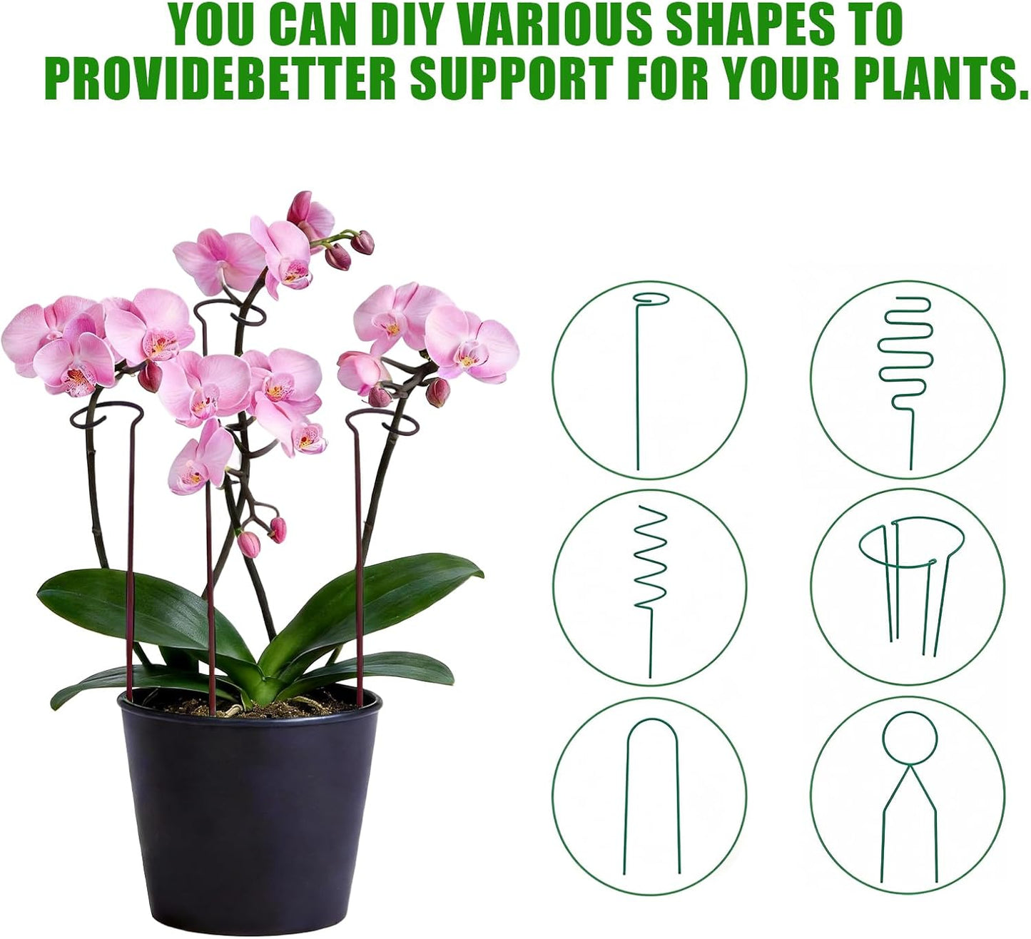 Plant Support Stakes with 50 Plant Clips, 32ft Plant Sticks, 800 Ties Green