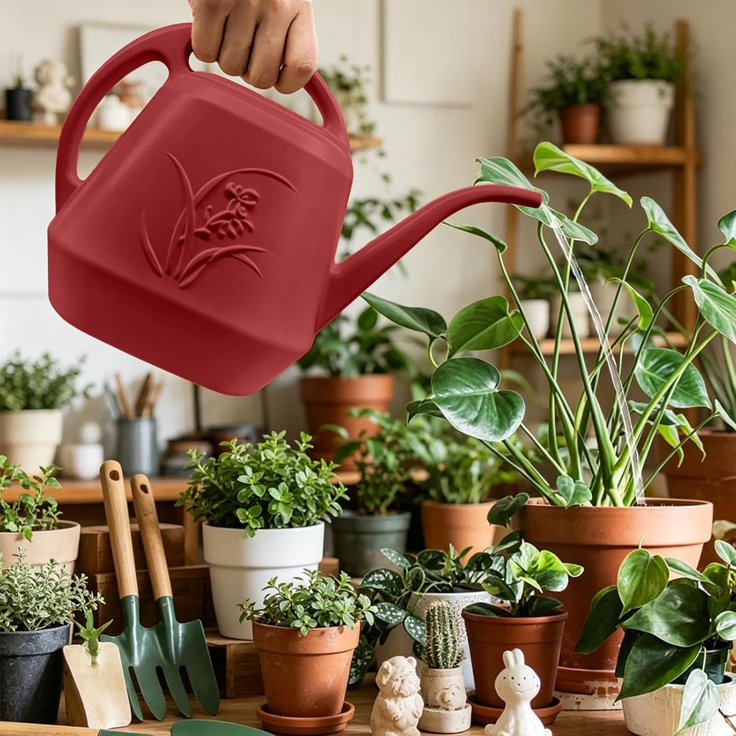 Plant Watering Can - 1 Gallon - Green - with Long Spout for Indoor and Outdoor Plant Garden
