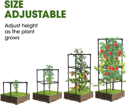 3 Pack Tomato Cages, Square Tomato Plant Stakes Support Cages Trellis for Garden Climbing Vegetables Flowers Fruits,Extra Bold,Black