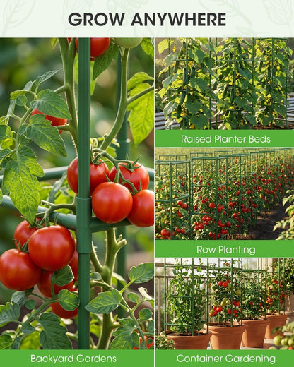 3 Pack Tomato Cages, Square Tomato Plant Stakes Support Cages Trellis for Garden Climbing Vegetables Flowers Fruits,Extra Bold,Black