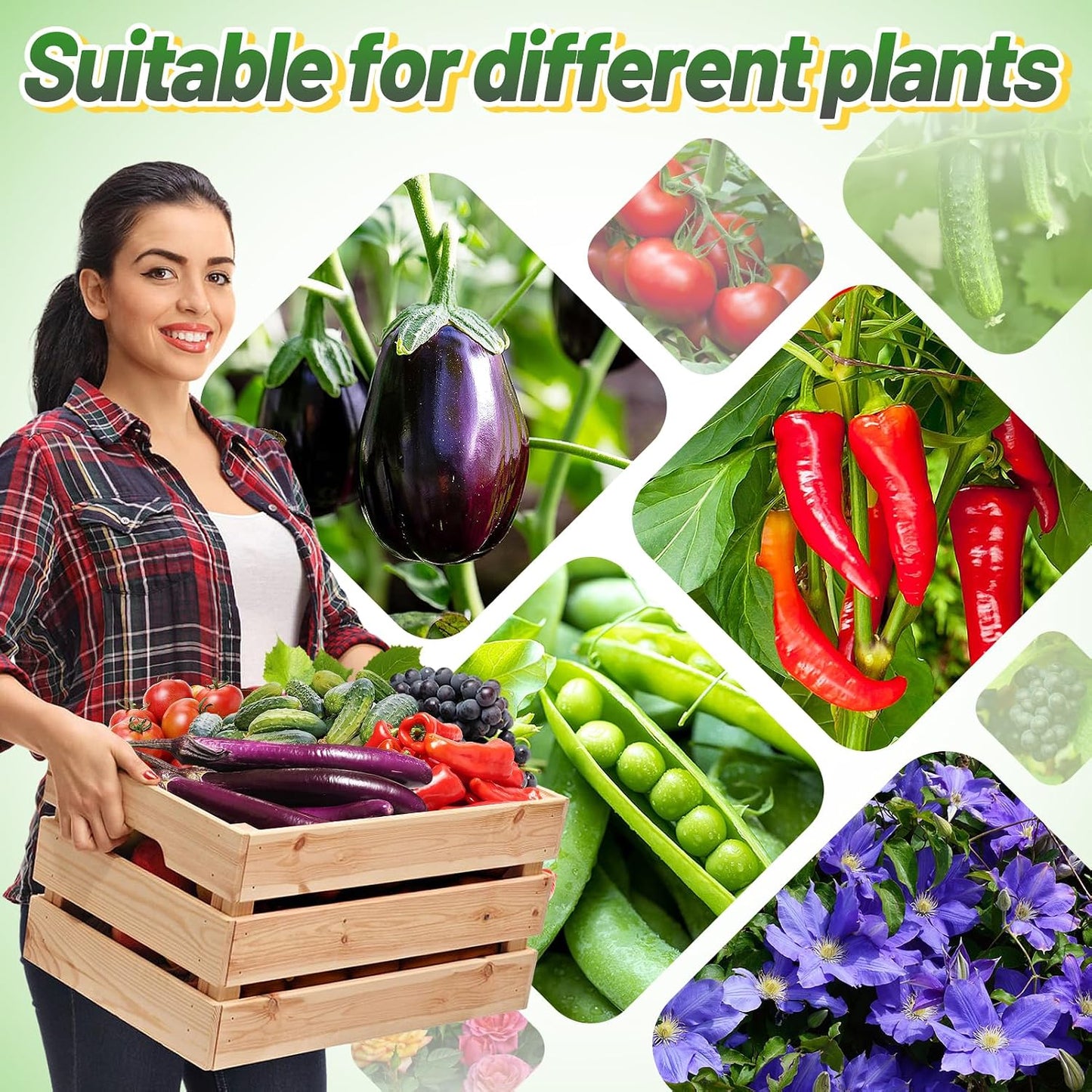 Sturdy Triangle Tomato Cage with Movable 10 Gal Grow Bags, 3 Sets