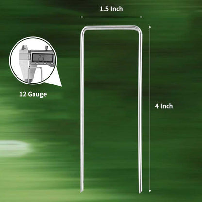 57 Pack 4 Inch Galvanized U-Shaped Garden Stakes Landscape Staples, 12 Gauge Heavy Duty Tent Stakes Ground Yard Lawn Pins for Landscaping, Weed Barrier Fabric, Fencing, Outdoor Decor