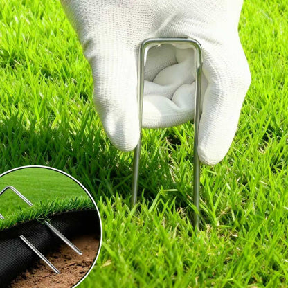57 Pack 4 Inch Galvanized U-Shaped Garden Stakes Landscape Staples, 12 Gauge Heavy Duty Tent Stakes Ground Yard Lawn Pins for Landscaping, Weed Barrier Fabric, Fencing, Outdoor Decor